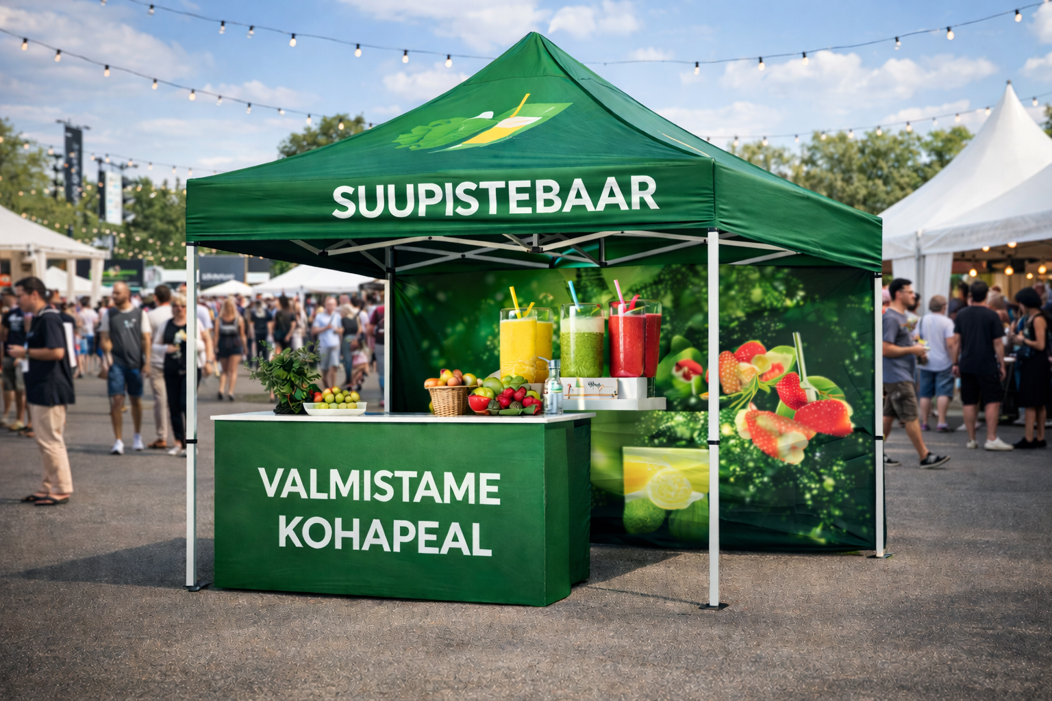 3x3m pop-up reklaamtelk logoga Suupistebaar