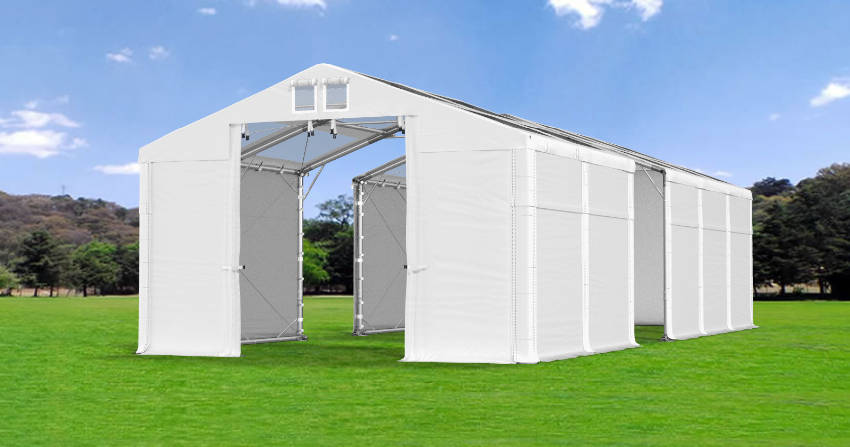 PVC moodulhall katuseakendega