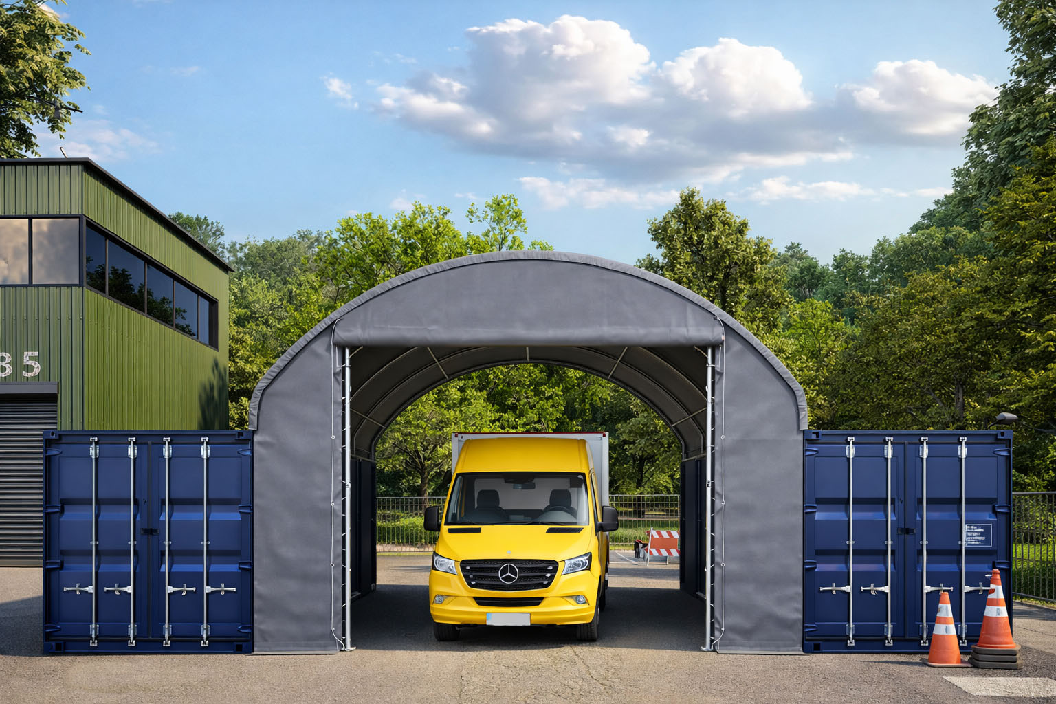 Konteineritelgi ruloouksega otsasein